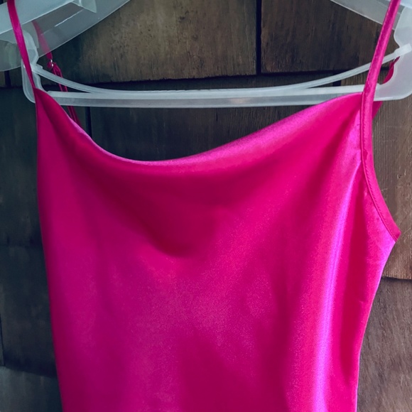 NWT Chelsea & Violet Hot Pink Sleeveless Cowl Neck Midi Slip Population Dress S - Picture 10 of 15